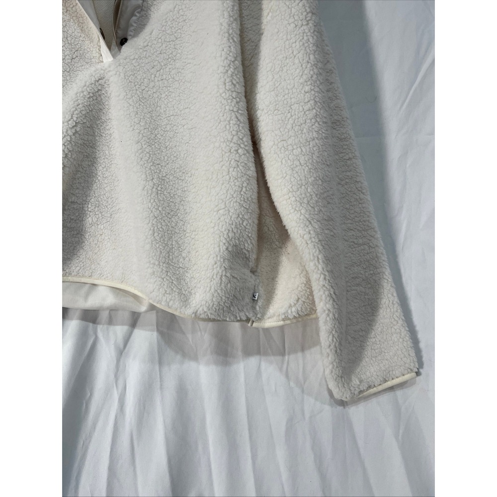 Eddie Bauer Chill Out Fleece Hoodie Womens XL Ivory Sherpa Pullover Snap 6454 - Picture 6 of 10